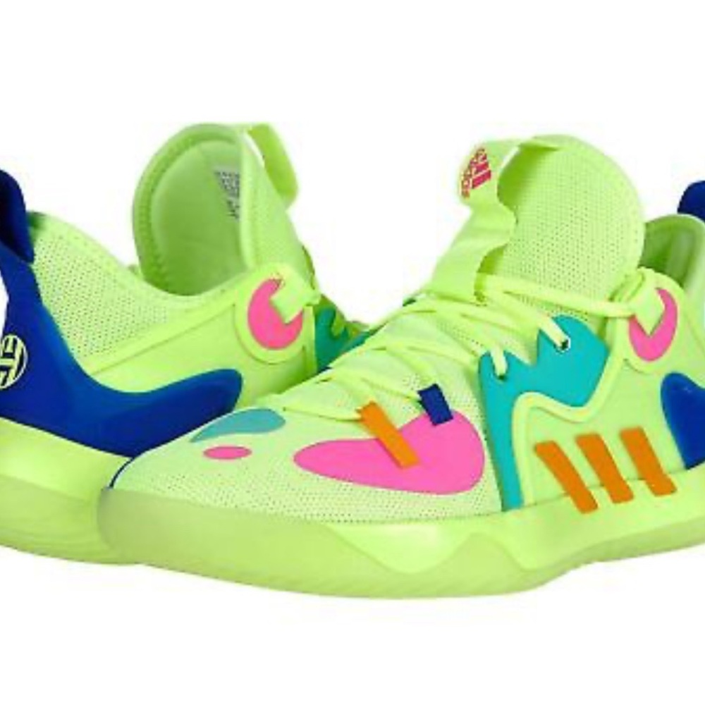 Adidas Harden Stepback 2 Kids Neon Multi-Color Sneakers - NWT